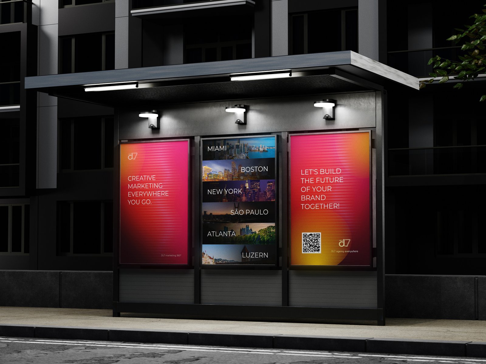 DL7 creative marketing campaign featuring Miami, Boston, New York, São Paulo, Atlanta and Luzern.